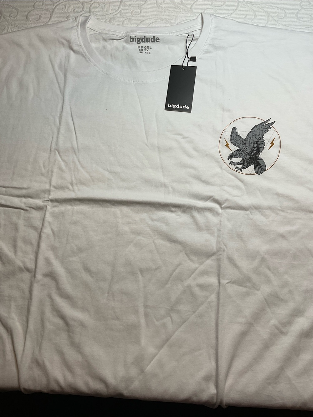 BigDude Plus Size White Tee with Eagle logo (6XL) NWT